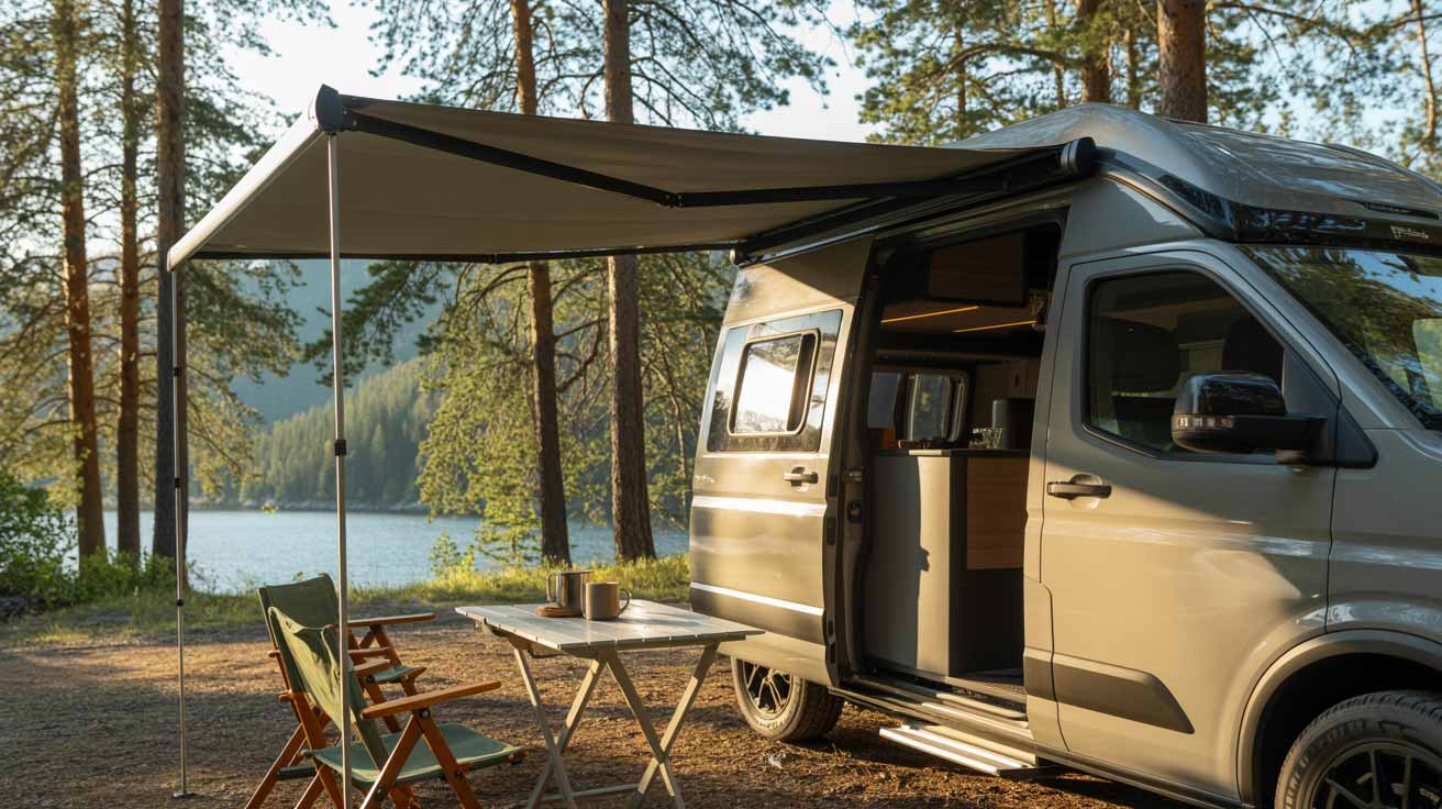 store banne sur un camping-car